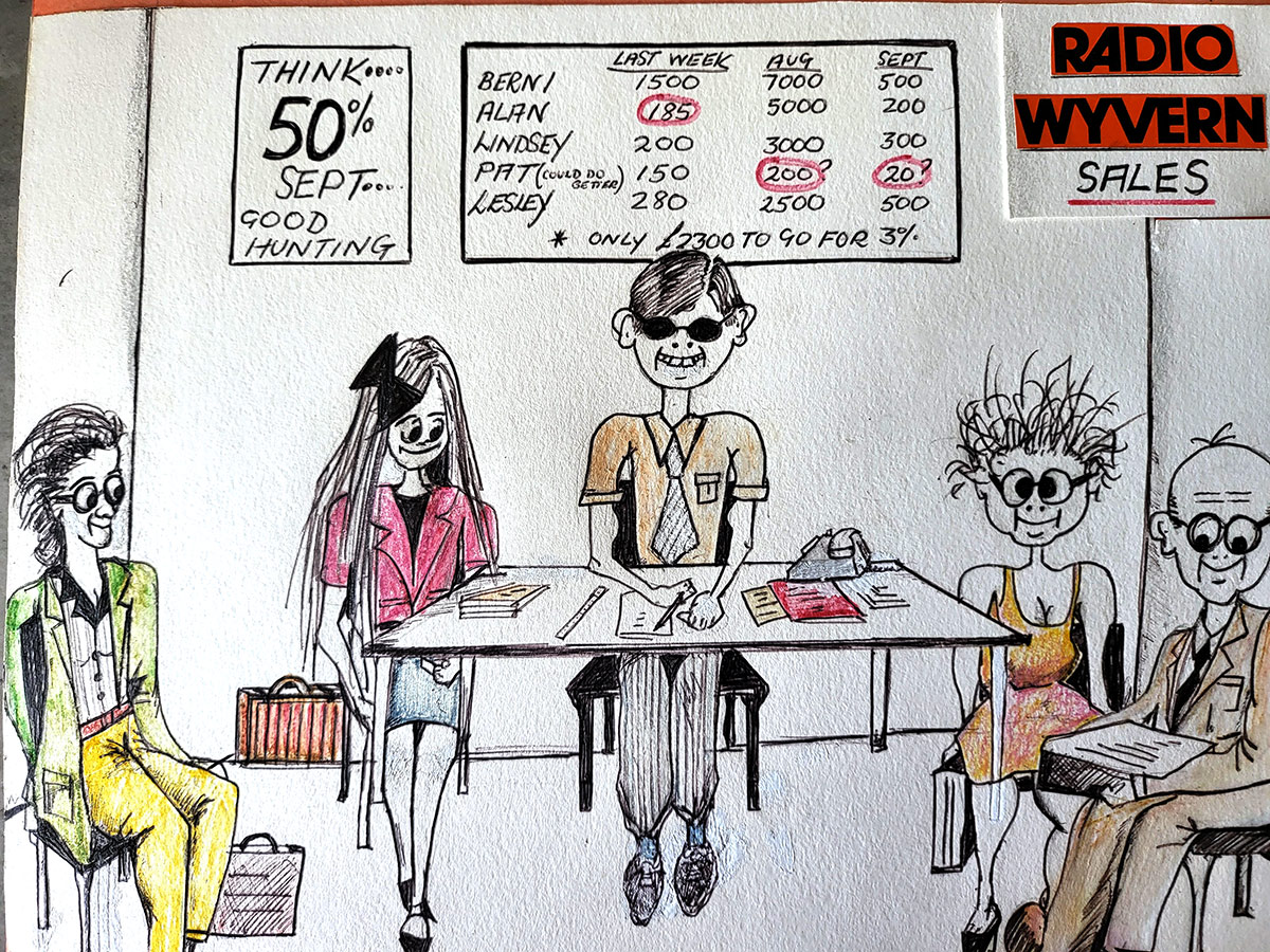 Radio-Wyvern-Sales-Team-Caricature-1985
